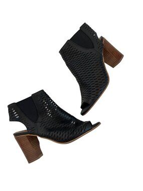 Steve Madden Black Perforated Peep-Toe Booties